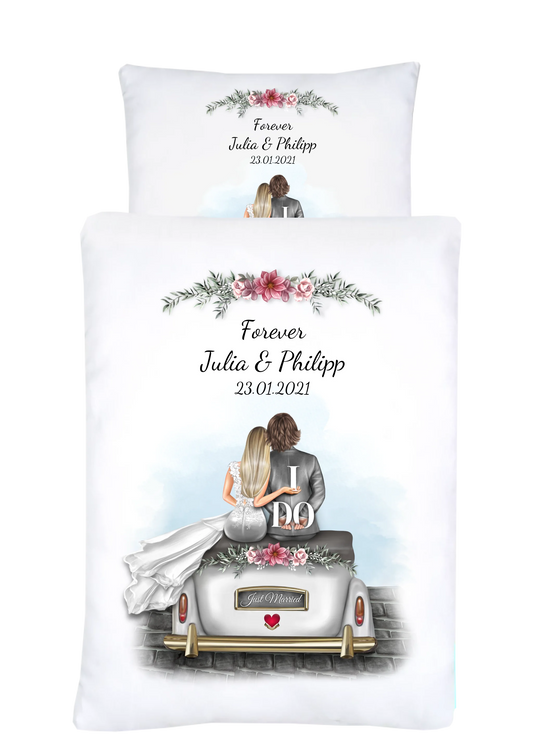 Personalisiertes Geschenk Hochzeit Bettwäsche für Verliebte, Paare, Partnergeschenk