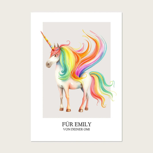 Personalisiertes Namensbild - Kinderposter Einhorn für Mädchen - Kinderzimmer Bild Posters Poster