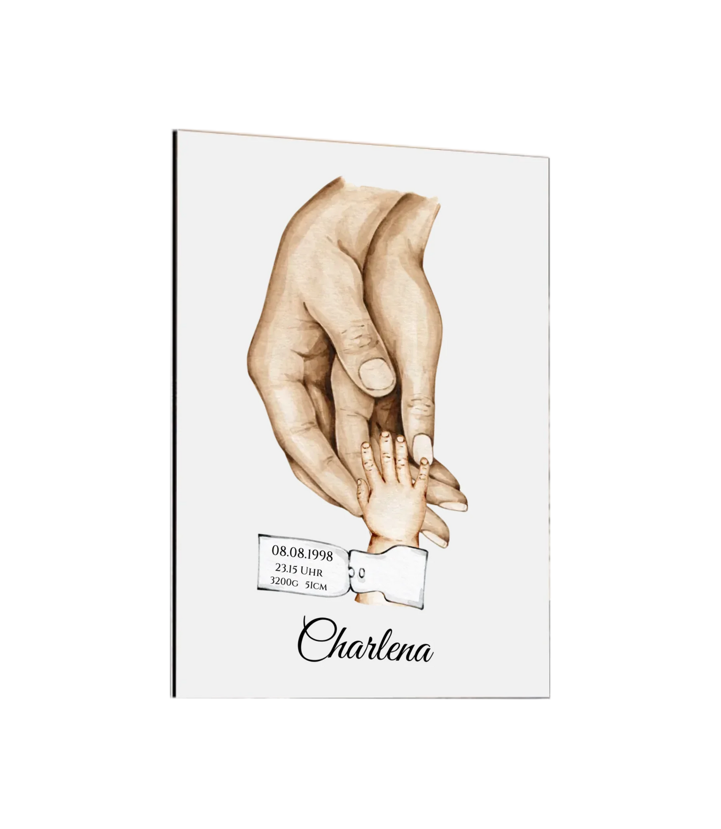 Poster Familie mit  Baby Namen und Datum | Personalisiertes Familiengeschenk als Familienposter Geschenk Geburt | Taufgeschenk mit Hände Motiv