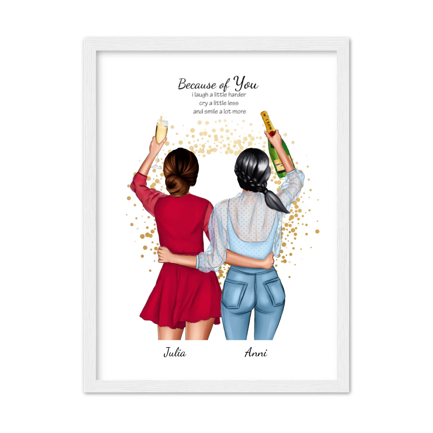 Poster 2 Beste Freundinnen – Personalisiertes BFF Geschenk mit Namen & Spruch
