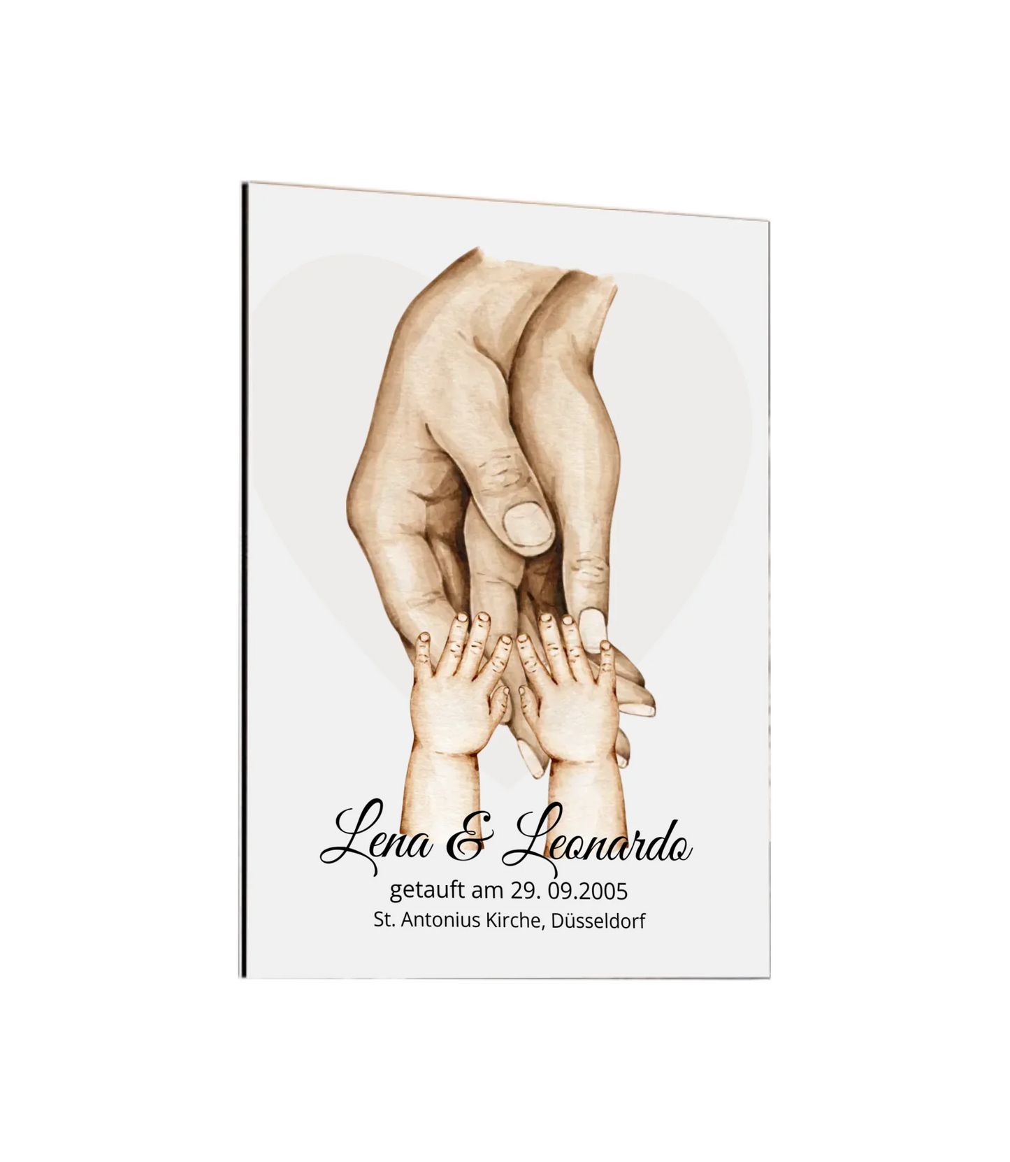 Personalisiertes Geschenk zur Taufer Hände | Bild Familie | Familienname | Namen Eltern | Kindername | personalisiertes Taufgeschenk