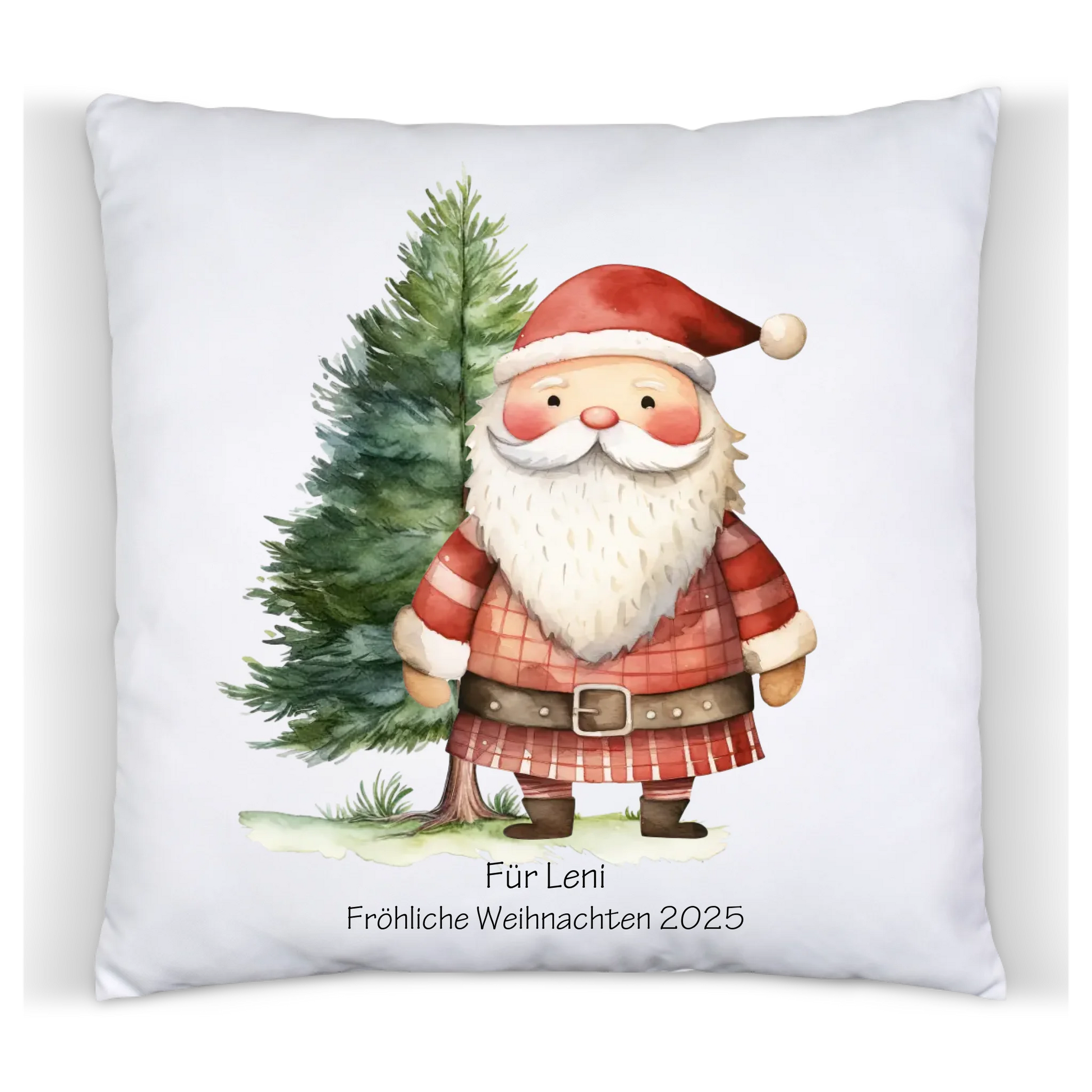 Nikolausgeschenk, Weihnachtsgeschenk Kissen personalisiert für Mädchen & Jungen - Weihnachtsmann mit Name, Text Premium Kissen (Plüschoberfläche) Premium Kissen