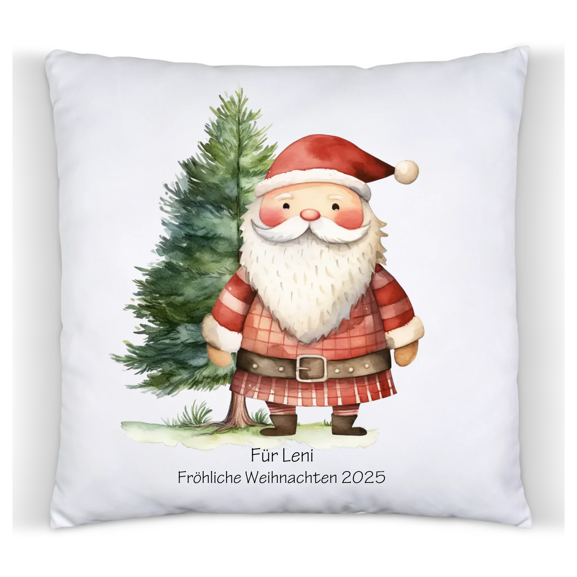 Nikolausgeschenk, Weihnachtsgeschenk Kissen personalisiert für Mädchen & Jungen - Weihnachtsmann mit Name, Text Kissen Baumwolle Baumwollkissen