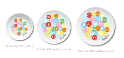 Kinderteller Buchstabe mit Namen personalisiert, Kindergeschirr Geschenk zur Taufe, Geburt, Geburtstag und Weihnachten