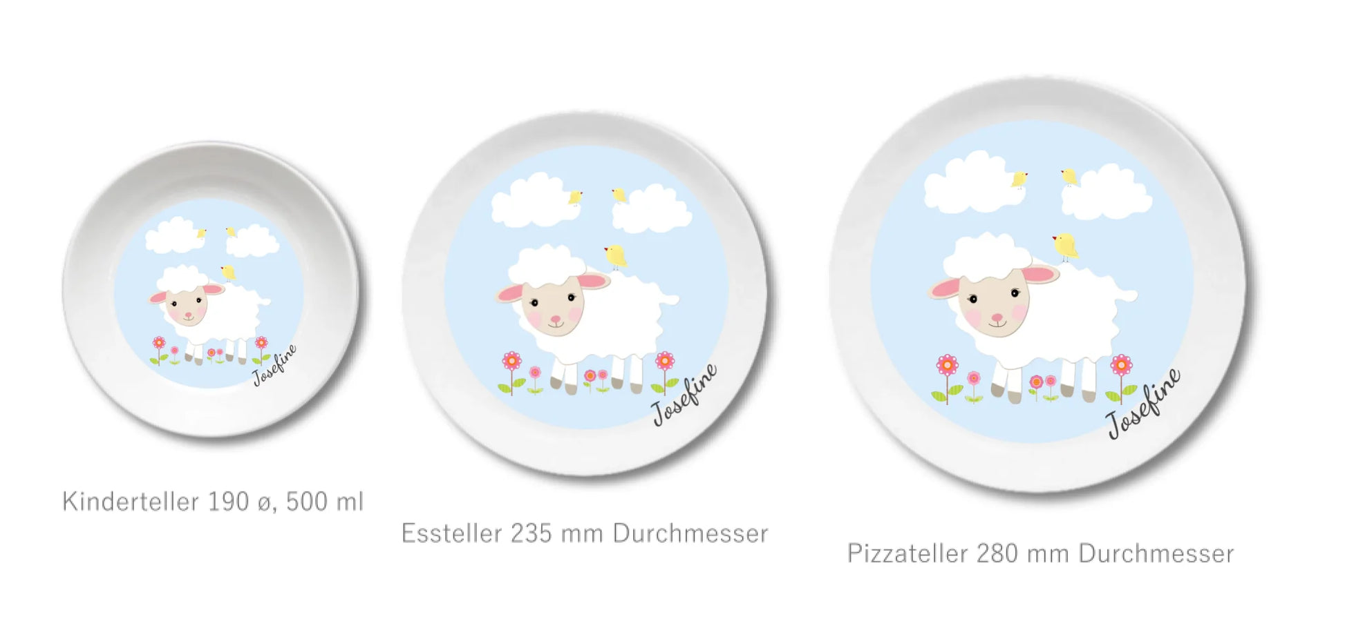 Kinderteller Schäfchen mit Namen personalisiert, Kindergeschirr Geschenk zur Taufe, Geburt, Geburtstag und Weihnachten