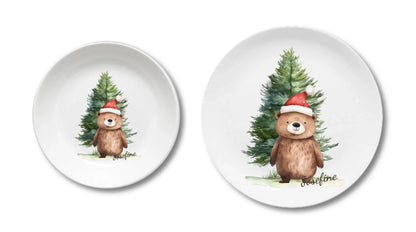 Kinderteller Weihnachten - Weihnachtsteller mit Namen personalisiert, Kindergeschirr Weihnachten 2 Teller personalisiert Kinderteller + flacher Teller 190mm Ø + 235mm Ø - nur innerhalb Deutschland lieferbar