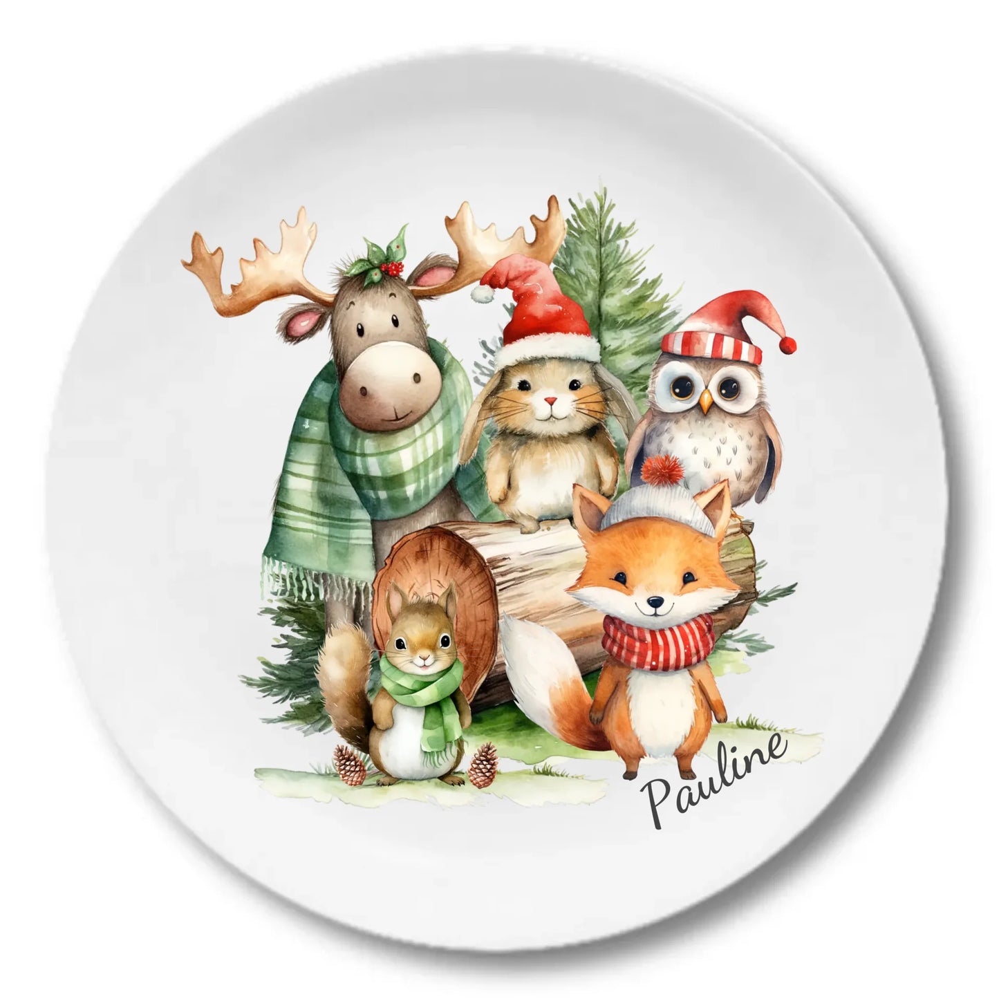 Kinderteller Weihnachten - Weihnachtsteller mit Namen personalisiert, Kindergeschirr Weihnachten 3 Teller personalisiert 1x Pizzateller Durchmesser 280 ø - - nur innerhalb Deutschland lieferbar