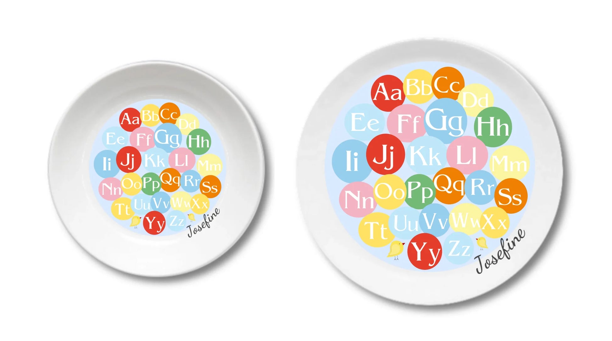 Kinderteller Buchstabe mit Namen personalisiert, Kindergeschirr Geschenk zur Taufe, Geburt, Geburtstag und Weihnachten Teller personalisiert Kinderteller + flacher Teller 190mm Ø + 235mm Ø - nur innerhalb Deutschland lieferbar