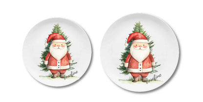 Kinderteller Weihnachten mit Weihnachtsmann - Weihnachtsteller mit Namen personalisiert, Kindergeschirr Teller personalisiert Flacher Teller + Pizzateller 235 ø + 280 ø - - nur innerhalb Deutschland lieferbar