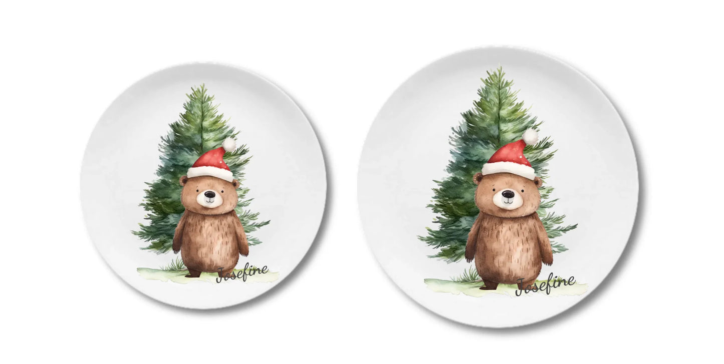 Kinderteller Weihnachten - Weihnachtsteller mit Namen personalisiert, Kindergeschirr Weihnachten 2 Teller personalisiert Flacher Teller + Pizzateller 235 ø + 280 ø - - nur innerhalb Deutschland lieferbar
