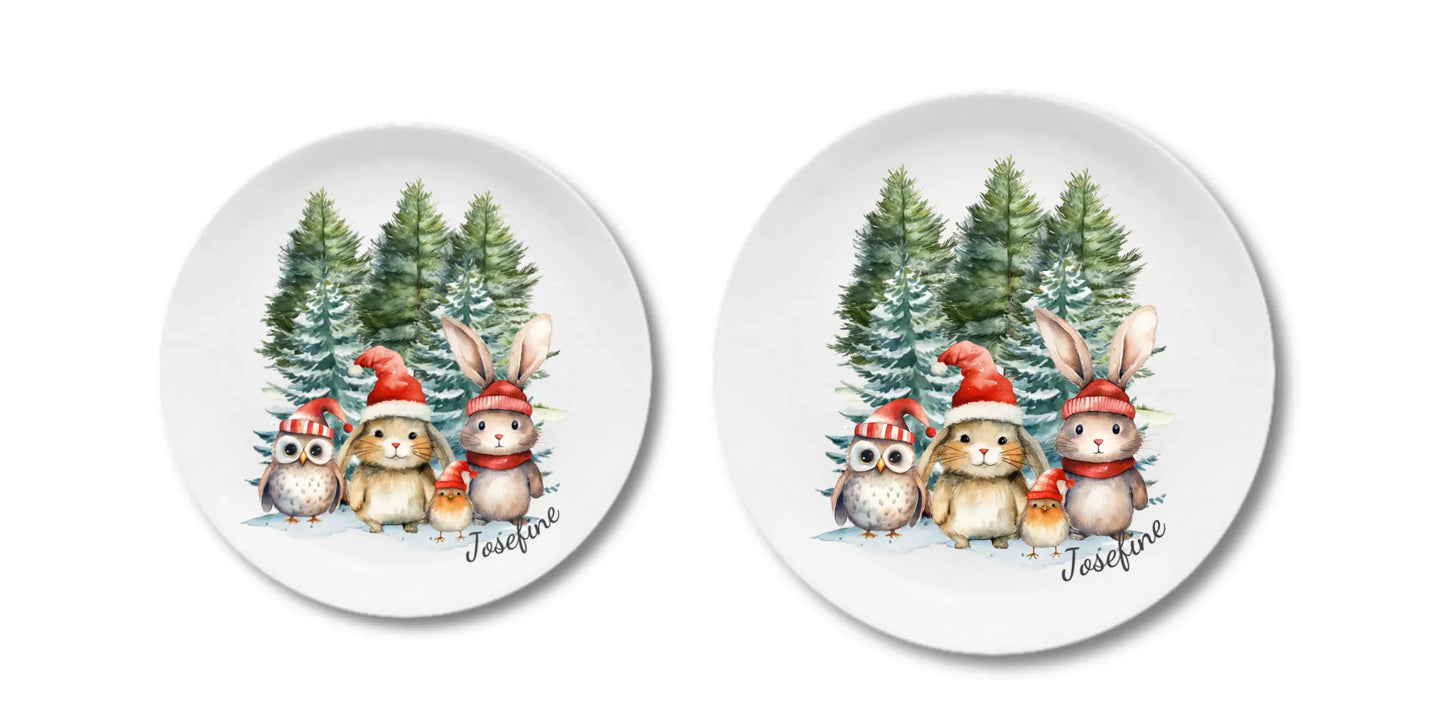 Kinderteller Weihnachten - Weihnachtsteller mit Namen personalisiert, Kindergeschirr Weihnachten Teller personalisiert Flacher Teller + Pizzateller 235 ø + 280 ø - - nur innerhalb Deutschland lieferbar