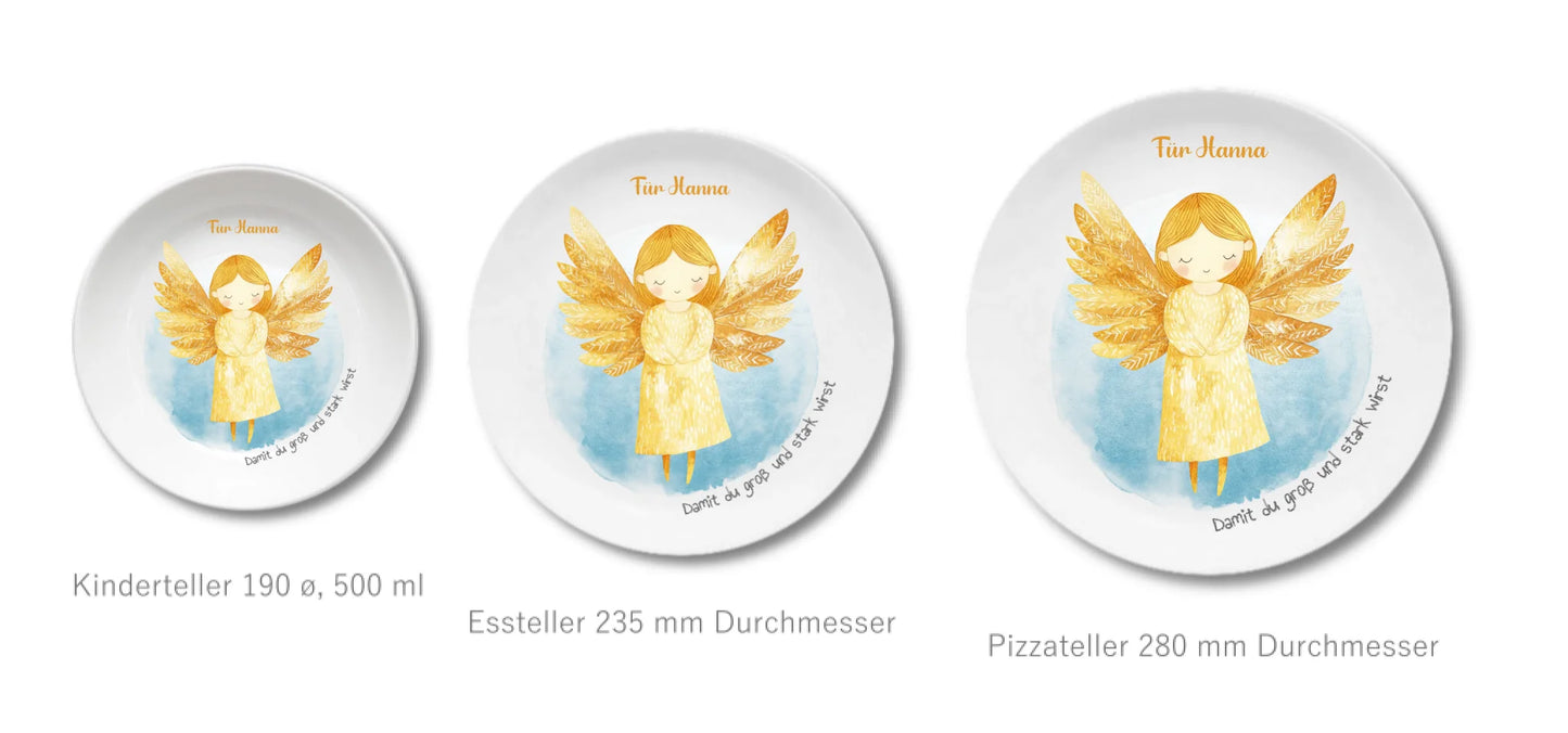 Personalisierter Weihnachtsteller / Nikolausteller mit Schutzengel & Namen, Geschenk für Kinder Mädchen 3
