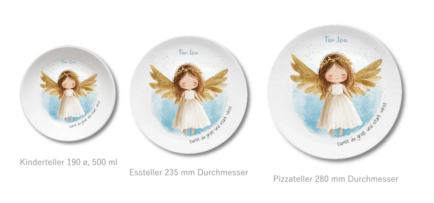 Personalisierter Weihnachtsteller / Nikolausteller mit Schutzengel & Namen, Geschenk für Kinder Mädchen 2