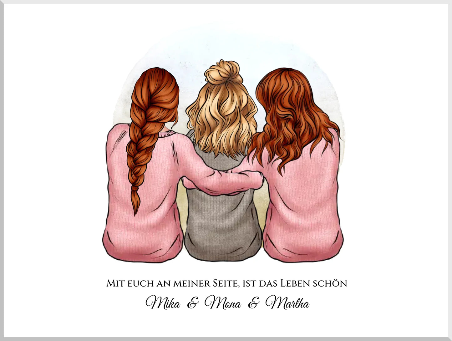 3 beste Freundinnen Geschenk personalisiert - für Schwester, Mama, Kollegin