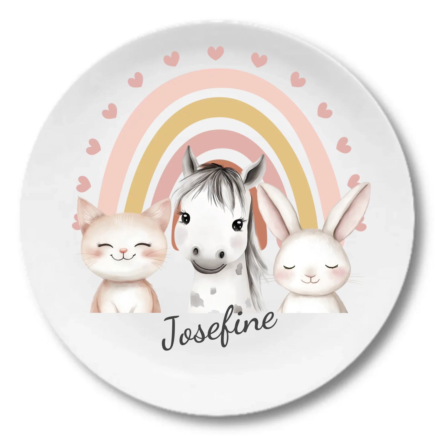 Kinderteller Regenbogen mit Namen & Farmtieren personalisiert, Kindergeschirr Geschenk zur Taufe, Geburt, Geburtstag und Weihnachten 2 copy