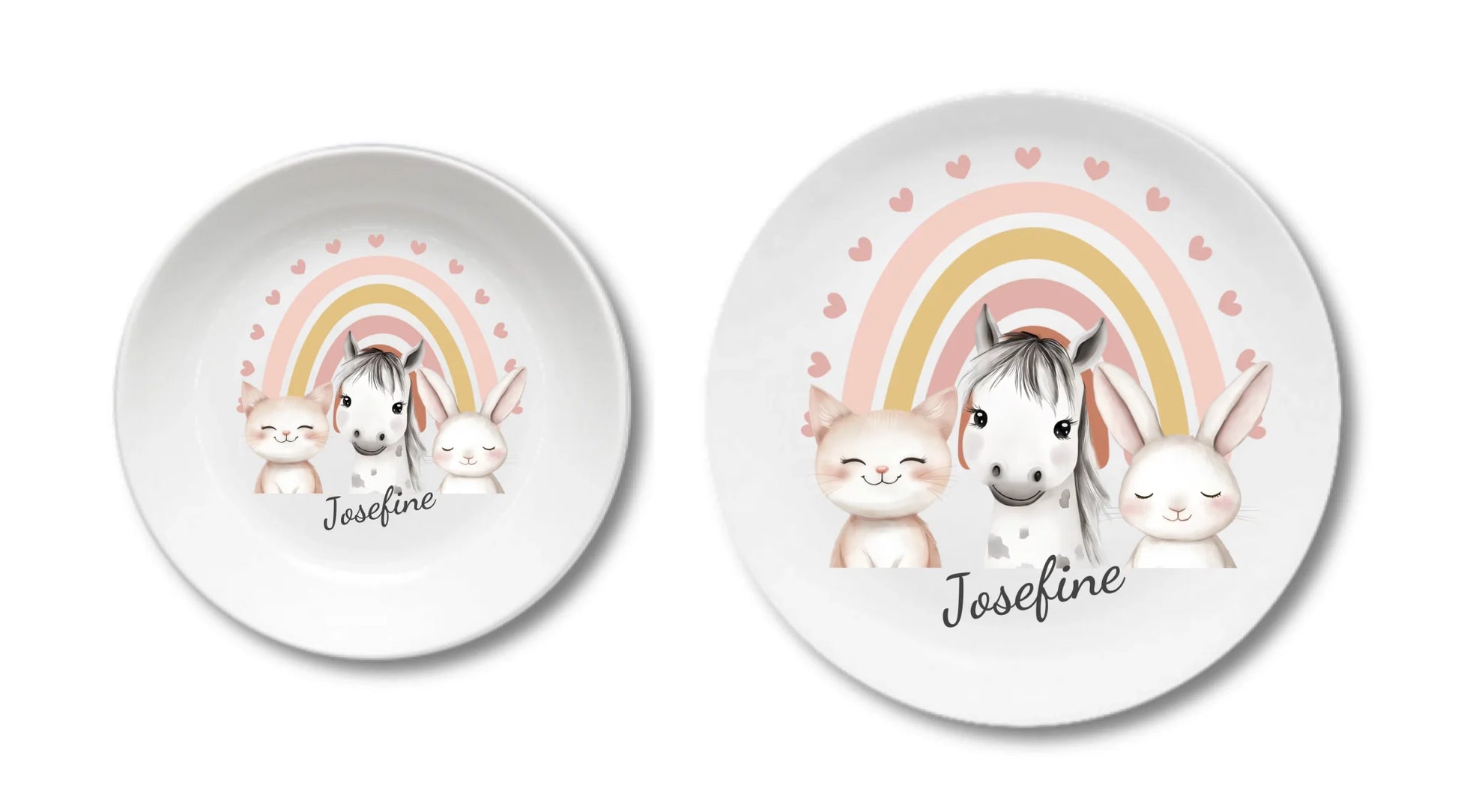 Kinderteller Regenbogen mit Namen & Farmtieren personalisiert, Kindergeschirr Geschenk zur Taufe, Geburt, Geburtstag und Weihnachten 2 copy