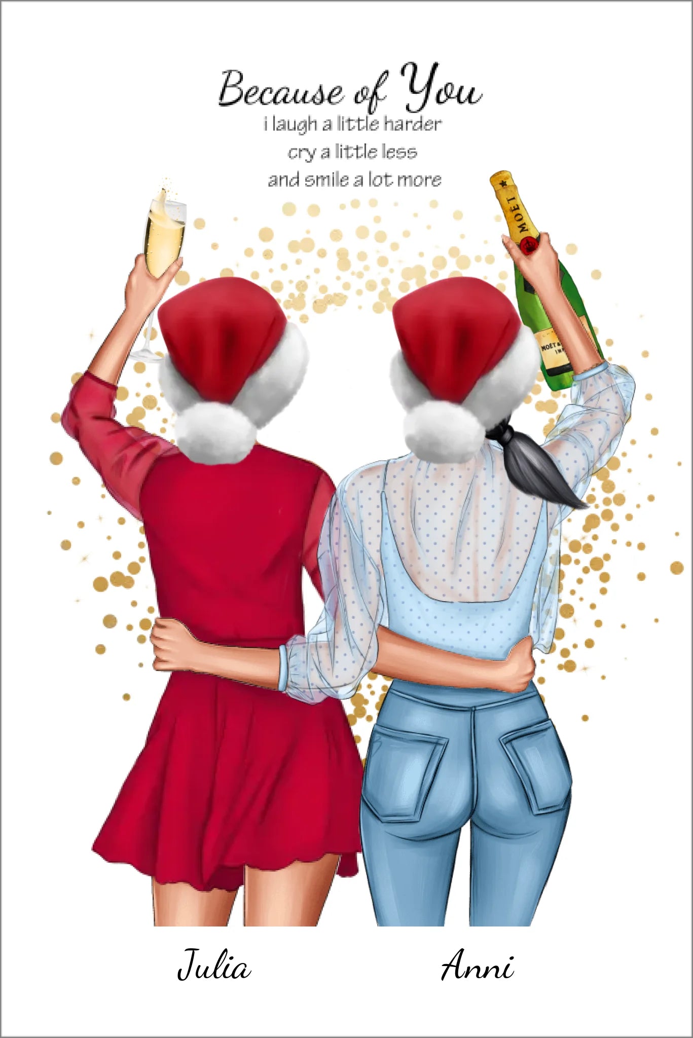 Personalisiertes Weihnachtsgeschenk Poster für beste Freundin, Freundin Bild personalisiert Leinwanddruck Leinwandbild