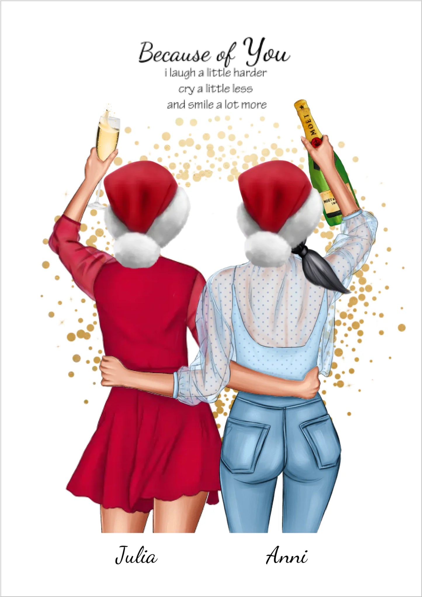 Personalisiertes Weihnachtsgeschenk Poster für beste Freundin, Freundin Bild personalisiert !!! Digitale Datei zum Selberdrucken - kein Poster !!! Digitale Datei zum Selberdrucken - kein Poster A4 A3 A2