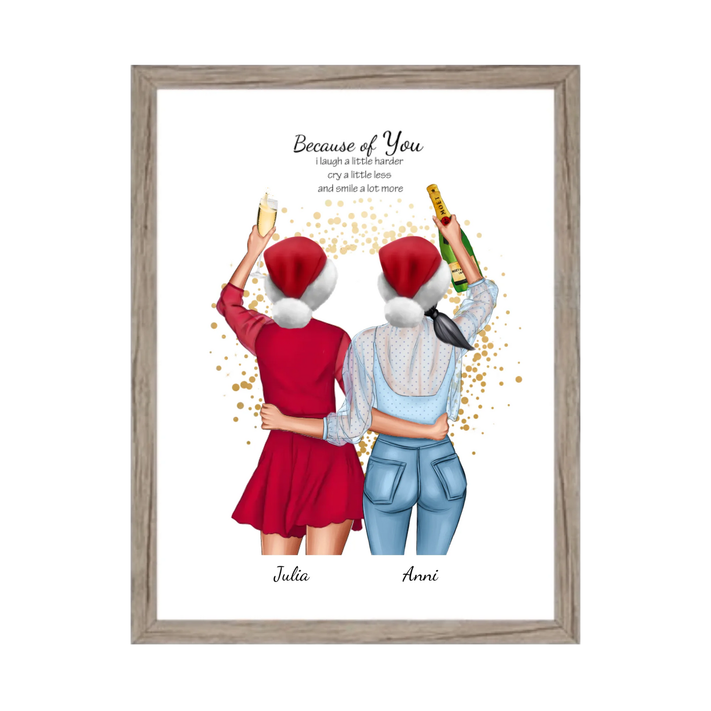 Personalisiertes Weihnachtsgeschenk Poster für beste Freundin, Freundin Bild personalisiert Gerahmtes Poster Eichenflair Eichenflair