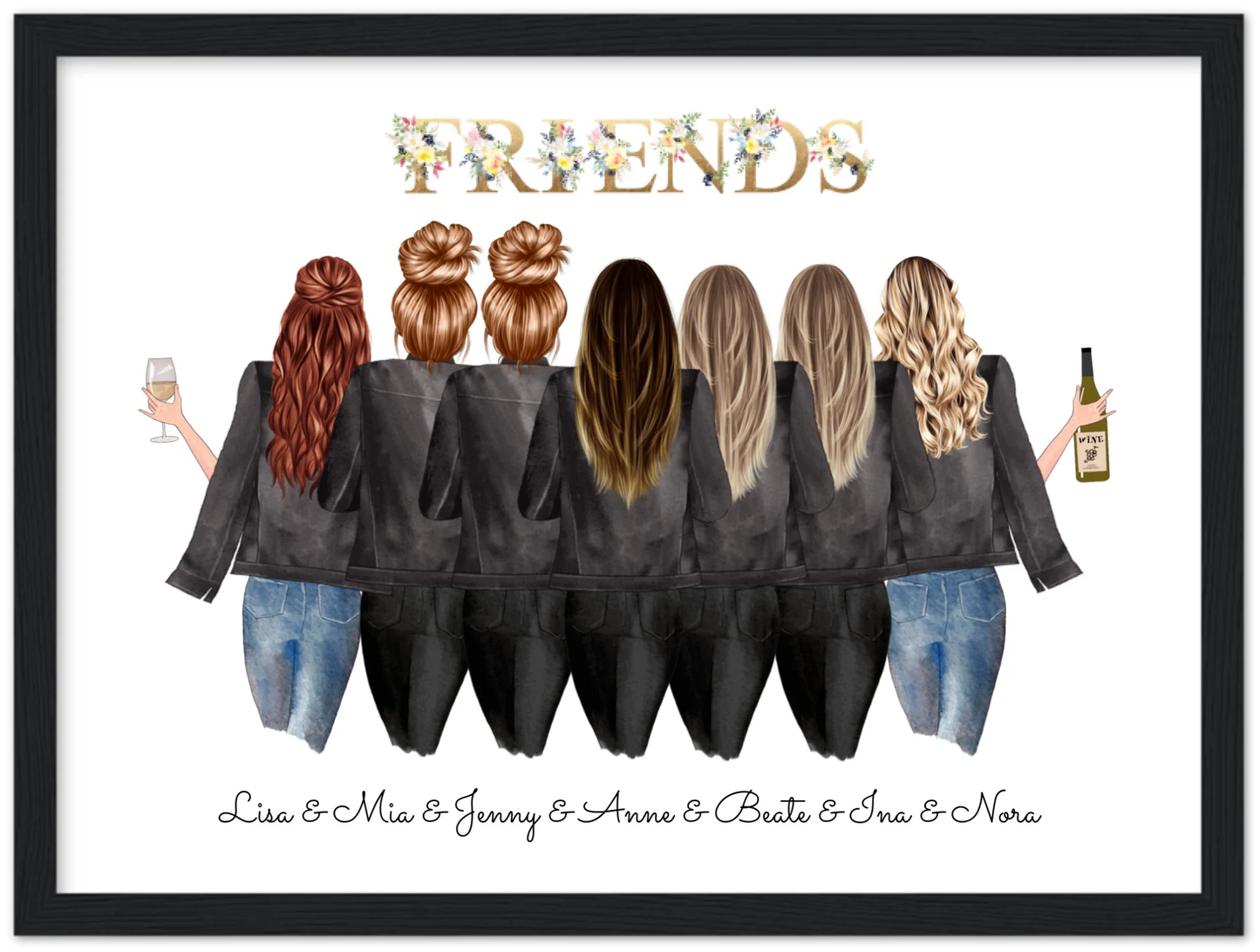 7 Beste Freundinnen Bild - personalisiertes Poster Geburtstagsgeschenk & Weihnachtsgeschenk