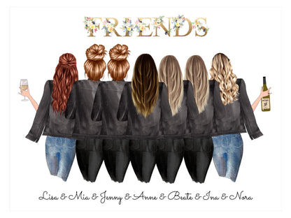7 Beste Freundinnen Bild - personalisiertes Poster Geburtstagsgeschenk & Weihnachtsgeschenk