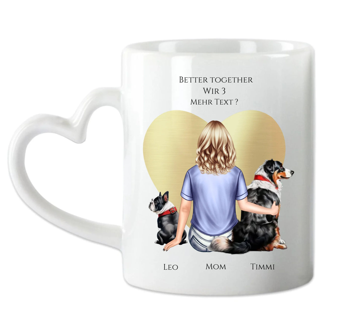 Personalisiertes Geschenk Mädchen / Frau mit 2 Hunden personalisierte Tasse - Geburtstagsgeschenk  Hundebesitzerin Weihnachtsgeschenk