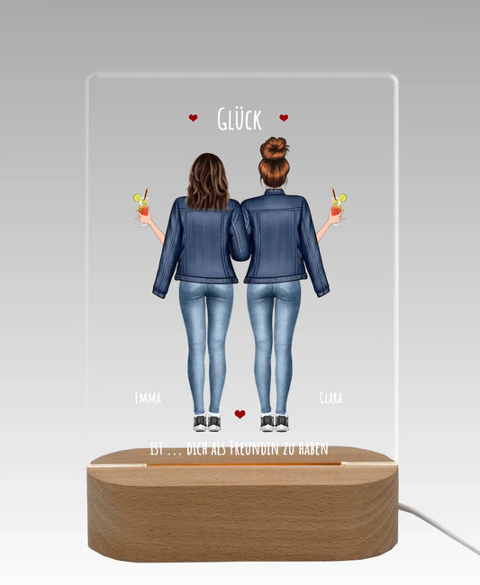 Personalisiertes LED Nachtlicht Beste Freundin Geschenk - Glück ist dich als Freundin zu haben