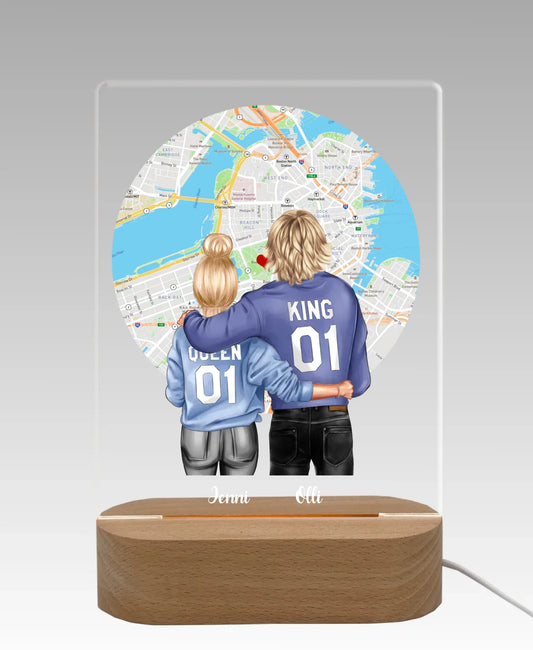 Partnergeschenk - Personalisiertes LED Deko Nachtlicht Stadtkarte - Partnerin / Partner Geschenk Geburtstag, Valentinstag