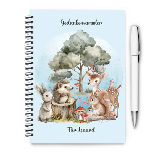 Personalisierter Collegeblock / Notizheft Hausaufgabenheft Waldtiere Collegeblock liniert default