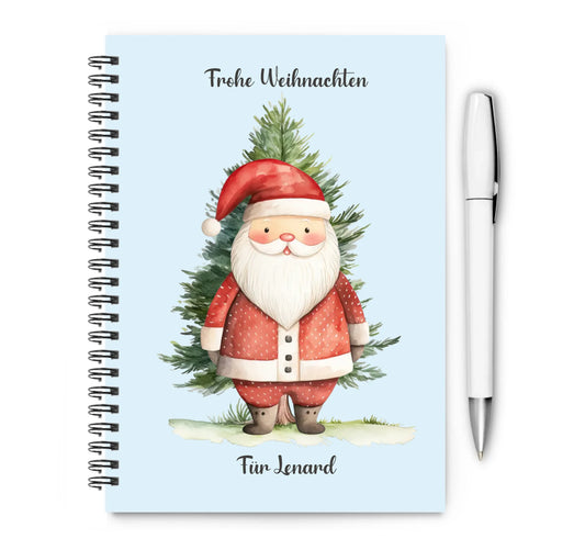 Collegeblock / Notizheft Kinder Weihnachtsgeschenk personalisiert, Hausaufgabenheft Weihnachtsmann Collegeblock liniert default
