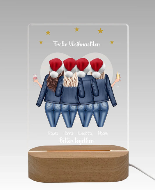 Beste Freundin Geschenk - LED-Deko Licht aus Acrylglas "4 Freundinnen" Geschenkidee Weihnachten