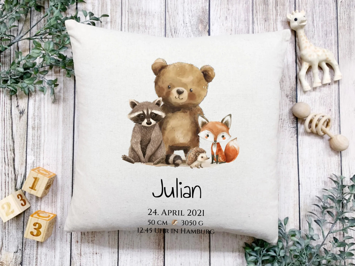 Personalisiertes Kinderposter Geschenk zur Geburt und Taufe - Waldtiere