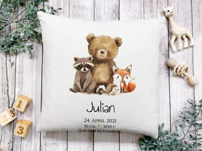 Personalisiertes Kinderposter Geschenk zur Geburt und Taufe - Waldtiere