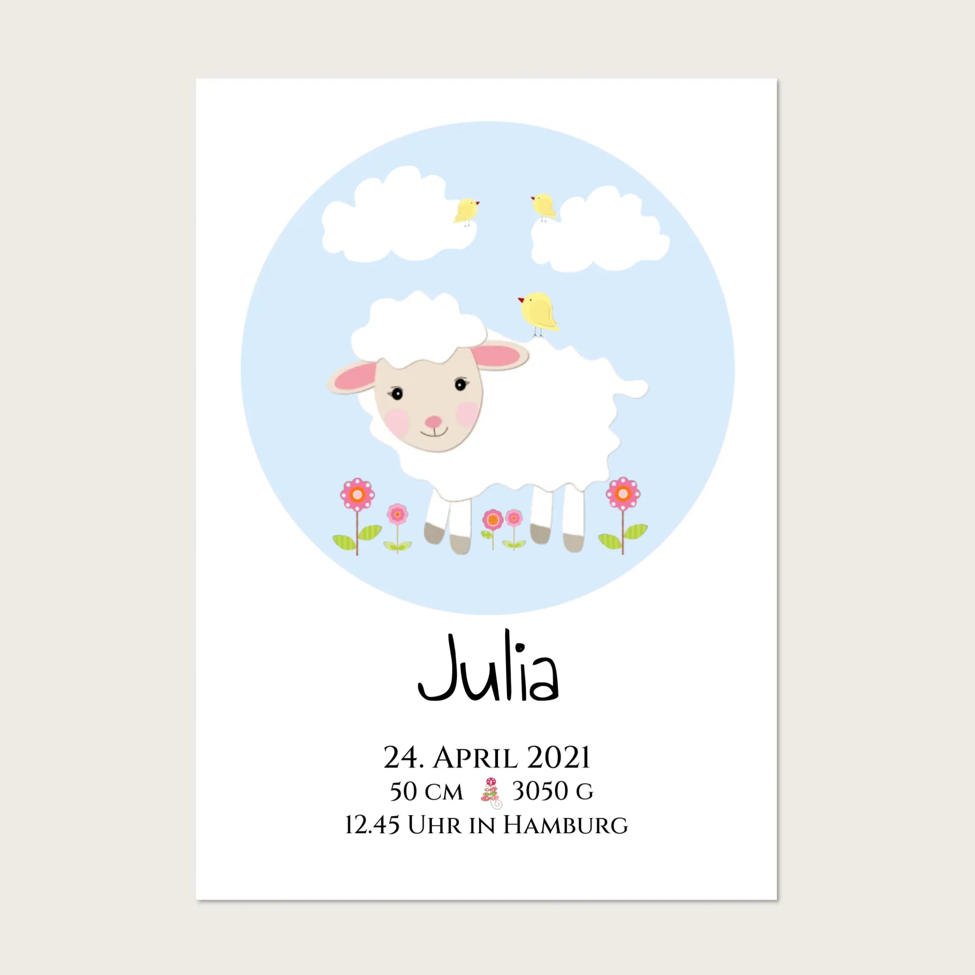 Personalisiertes Geschenk zur Geburt und Taufe | Schäfchen - Kinderposter - Kissen - Kinderdecke Posters Poster