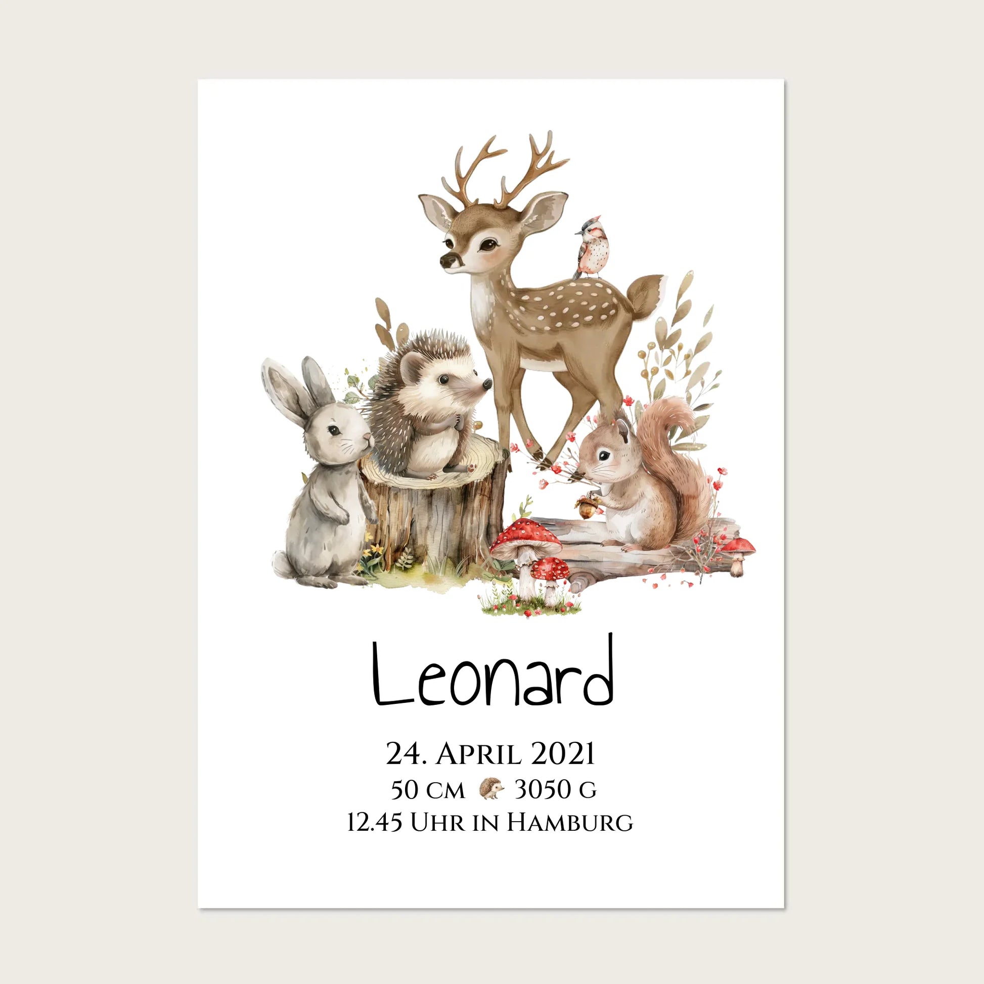 Personalisierte Kinderdecke Geschenk zur Geburt und Taufe | Waldtiere Kissen & Kinderposter Posters Poster