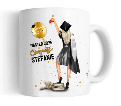 Geschenk Schulabschluß Personalisierte Tasse, Abschlußgeschenk Bachelor, Master, Doktor, Abitur, Abi