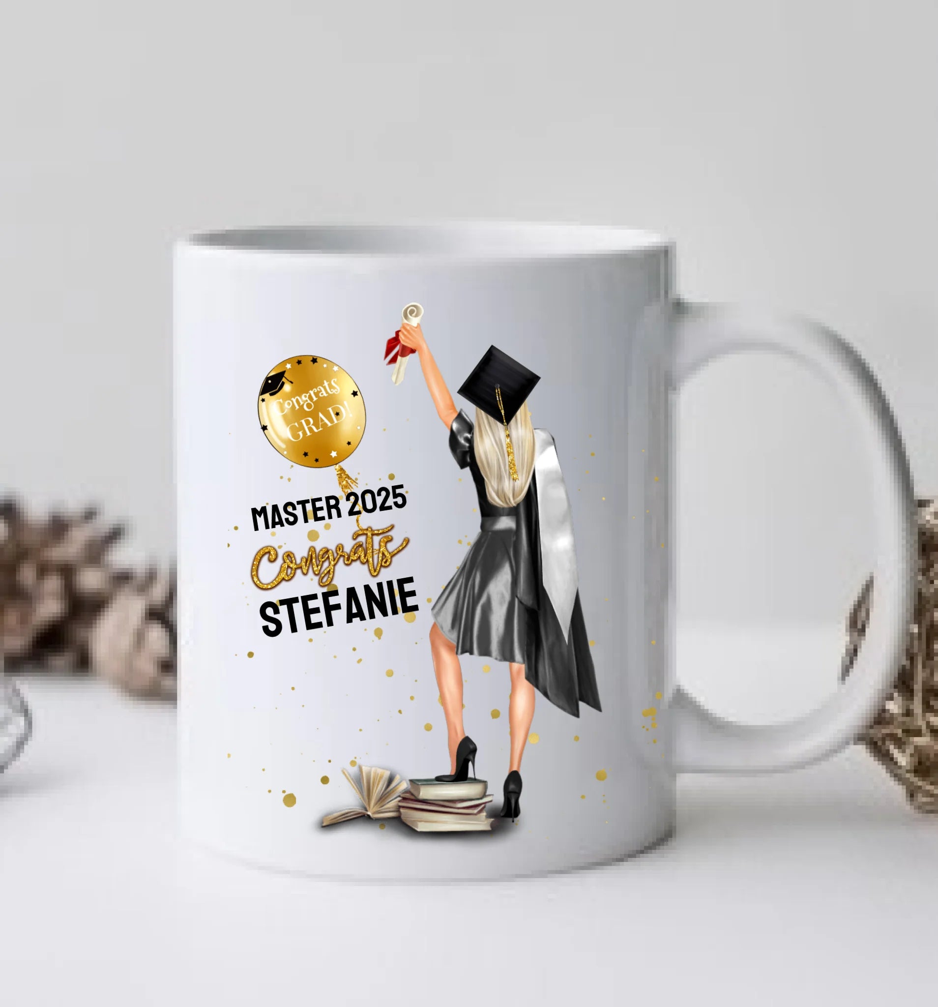 Geschenk Schulabschluß Personalisierte Tasse, Abschlußgeschenk Bachelor, Master, Doktor, Abitur, Abi