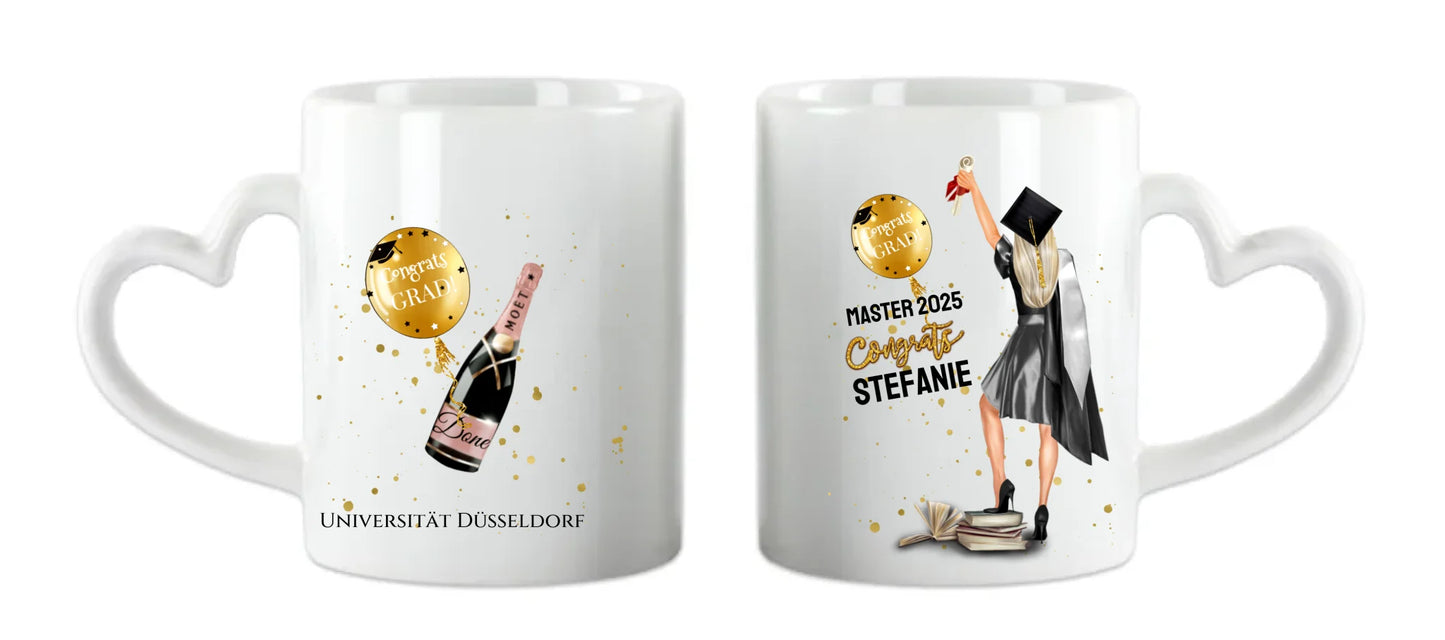 Geschenk Schulabschluß Personalisierte Tasse, Abschlußgeschenk Bachelor, Master, Doktor, Abitur, Abi