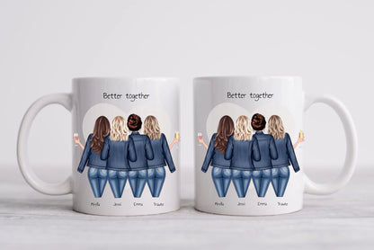 4 Beste Freundinnen Tasse personalisiert - Beste Freundin Geburtstagsgeschenk
