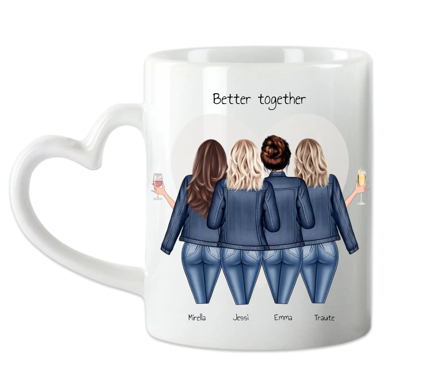 4 Beste Freundinnen Tasse personalisiert - Beste Freundin Geburtstagsgeschenk