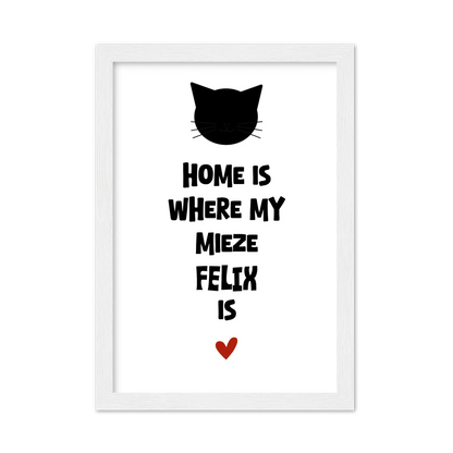 "Home is where my cat is" Katzenposter personalisiert - Geburtstagsgeschenk & Weihnachtsgeschenk - Zeitraum-Kunstdruck2