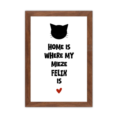 "Home is where my cat is" Katzenposter personalisiert - Geburtstagsgeschenk & Weihnachtsgeschenk - Zeitraum-Kunstdruck2
