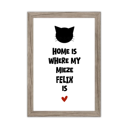"Home is where my cat is" Katzenposter personalisiert - Geburtstagsgeschenk & Weihnachtsgeschenk - Zeitraum-Kunstdruck2