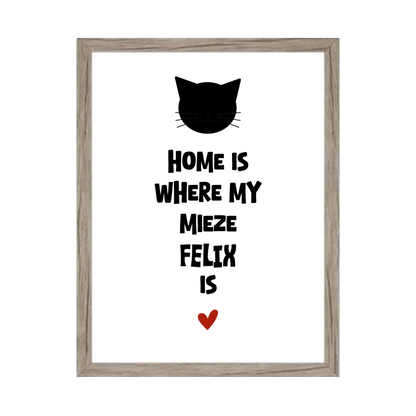 "Home is where my cat is" Katzenposter personalisiert - Geburtstagsgeschenk & Weihnachtsgeschenk - Zeitraum-Kunstdruck2