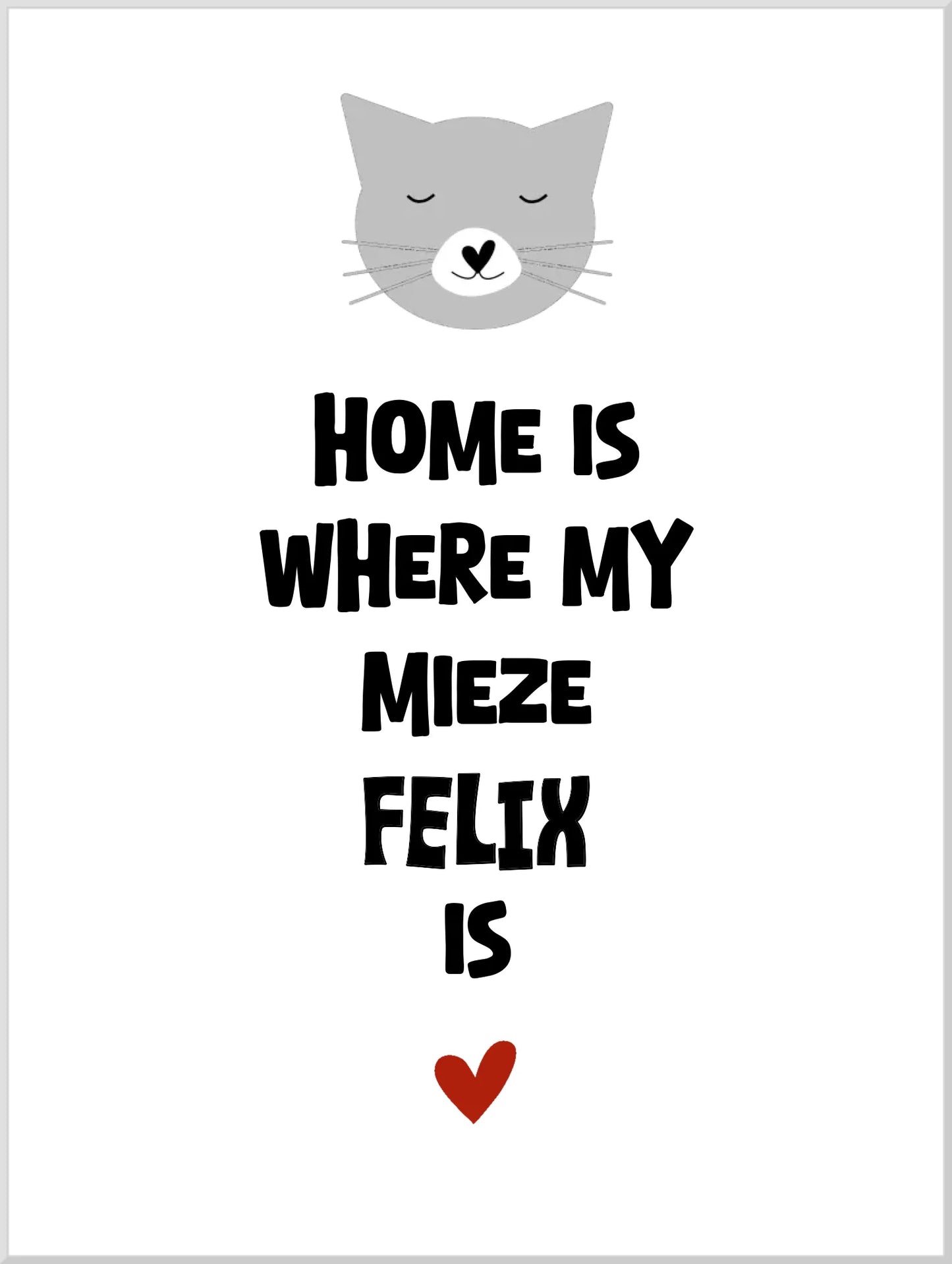 "Home is where my cat is" Katzenposter personalisiert - Geburtstagsgeschenk & Weihnachtsgeschenk - Zeitraum-Kunstdruck