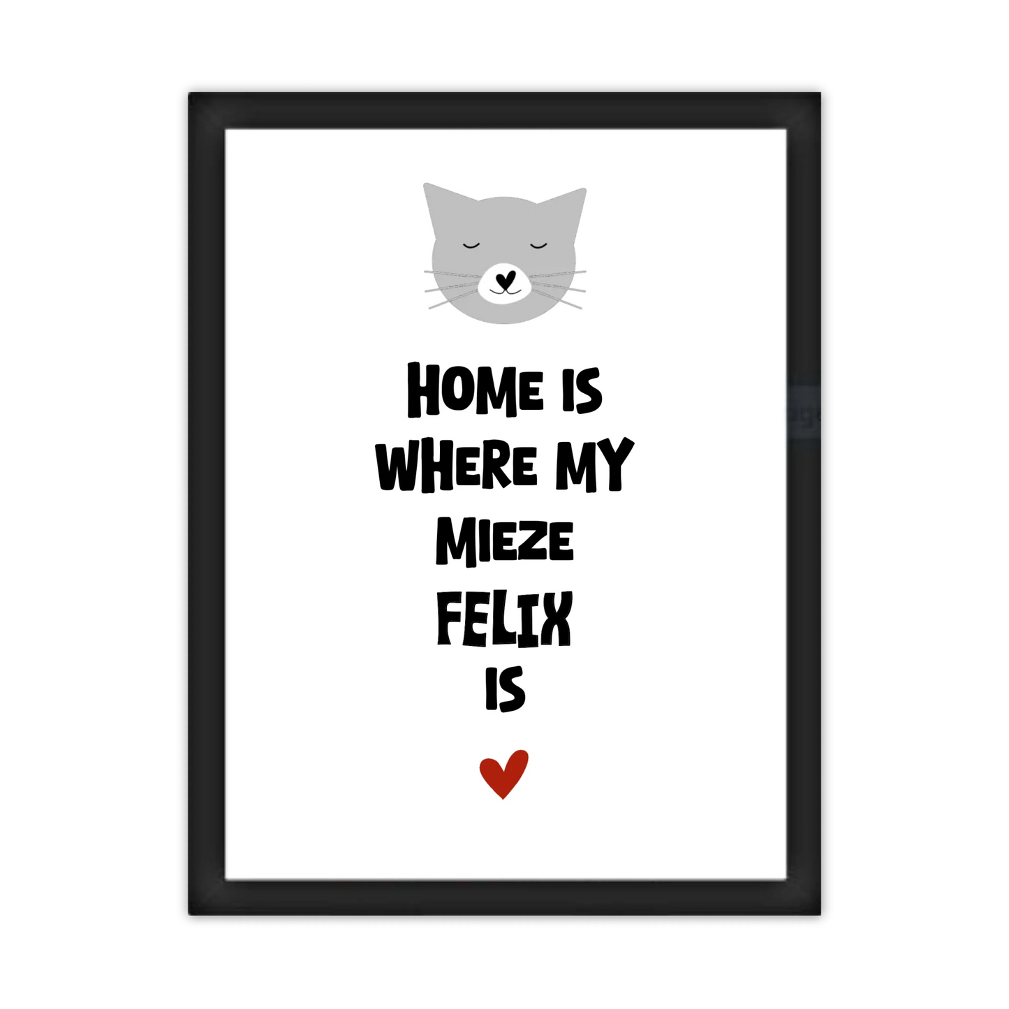 "Home is where my cat is" Katzenposter personalisiert - Geburtstagsgeschenk & Weihnachtsgeschenk - Zeitraum-Kunstdruck