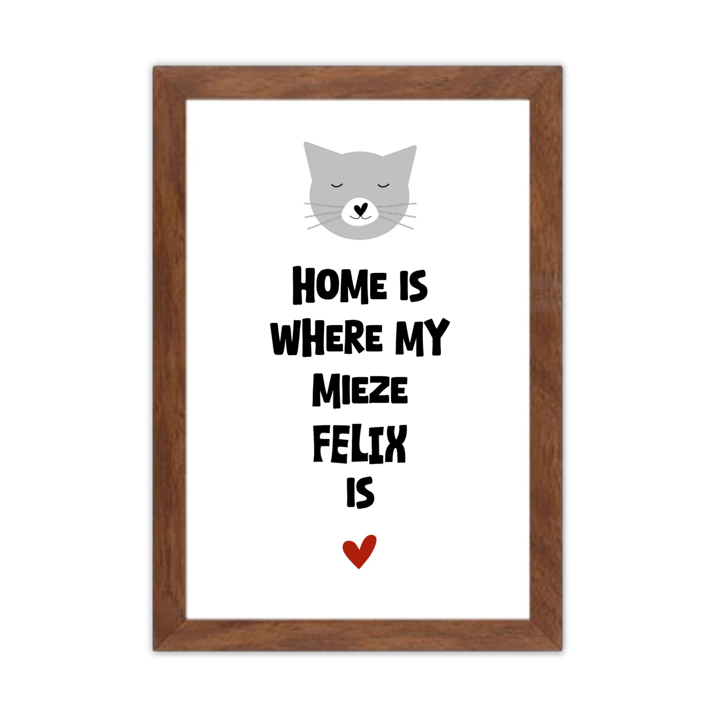 "Home is where my cat is" Katzenposter personalisiert - Geburtstagsgeschenk & Weihnachtsgeschenk - Zeitraum-Kunstdruck