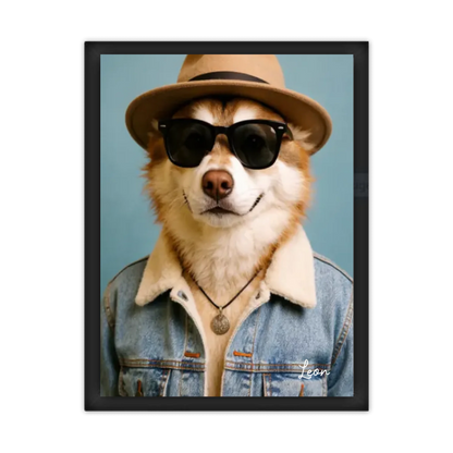 Hund Portrait - Hundeposter personalisiert - Weihnachtsgeschenk & Geburtstagsgeschenk Gerahmtes Poster schwarz Holzflair Schwarz