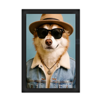 Hund Portrait - Hundeposter personalisiert - Weihnachtsgeschenk & Geburtstagsgeschenk Gerahmtes Poster schwarz Holzflair Schwarz