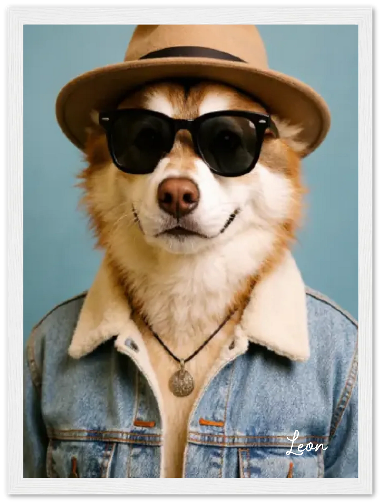 Hund Portrait - Hundeposter personalisiert - Weihnachtsgeschenk & Geburtstagsgeschenk Gerahmtes Poster weiß Holzflair Weiß